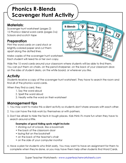 Cards & Games - Scavenger Hunt: R-Blends Cards & Games - Scavenger Hunt: R-Blends