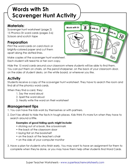 Games & Learning Centers - Scavenger Hunt (SH Words)