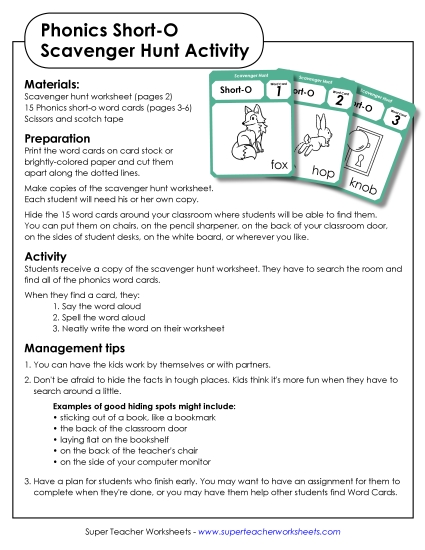 Games & Learning Centers - Scavenger Hunt: Short O