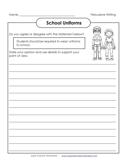 Persuasive Writing Topics - School Uniforms