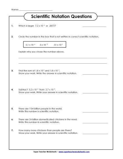 Level: Advanced Decimals & Negative Exponents - Sci. Notation Questions (Advanced)
