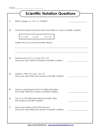 Level: Intermediate Includes Decimals - Sci. Notation Questions (Intermediate) Level: Intermediate Includes Decimals - Sci. Notation Questions (Intermediate)