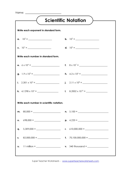 Level: Intermediate Includes Decimals - Scientific Notation: Intermediate