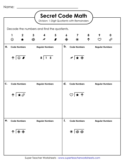 Division - SCM Division: 1-Digit Quotients w/ Remainders