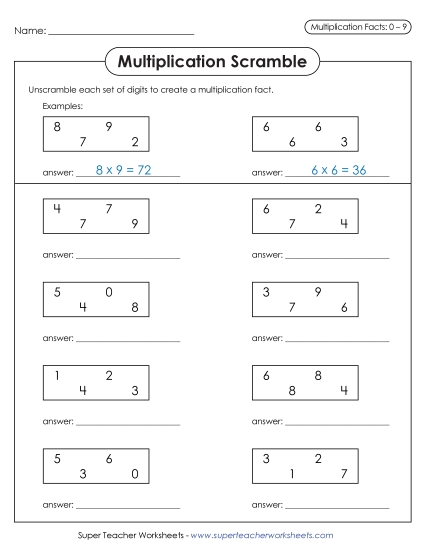 All Facts 0s through 9s - Scrambled Facts (0-9)