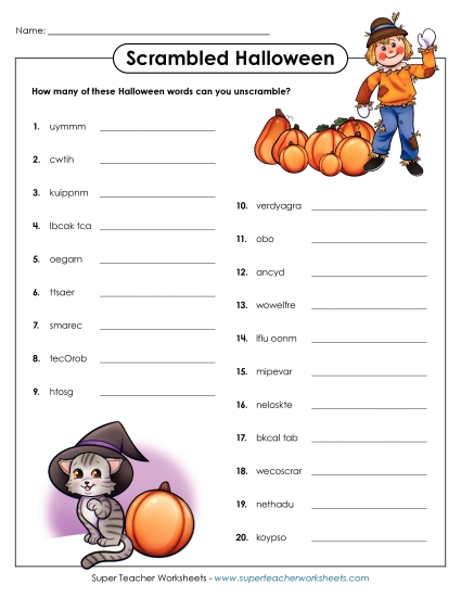 Puzzles - Scrambled Halloween Puzzles - Scrambled Halloween