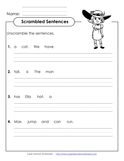 Worksheets - Scrambled Sentences (A-1)