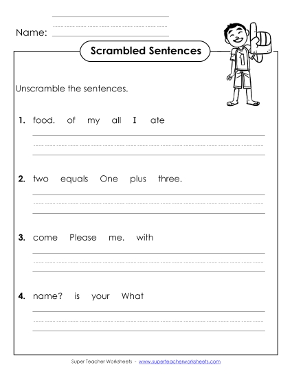 Worksheets - Scrambled Sentences (A-12) Worksheets - Scrambled Sentences (A-12)