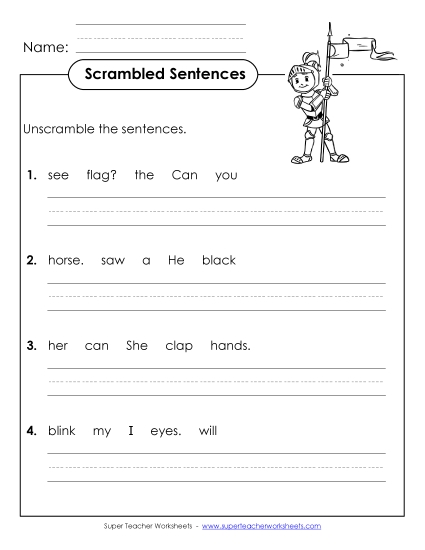 Worksheets - Scrambled Sentences (A-13) Worksheets - Scrambled Sentences (A-13)