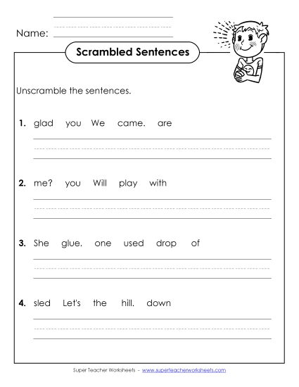 Worksheets - Scrambled Sentences (A-14)
