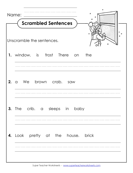 Worksheets - Scrambled Sentences (A-15)