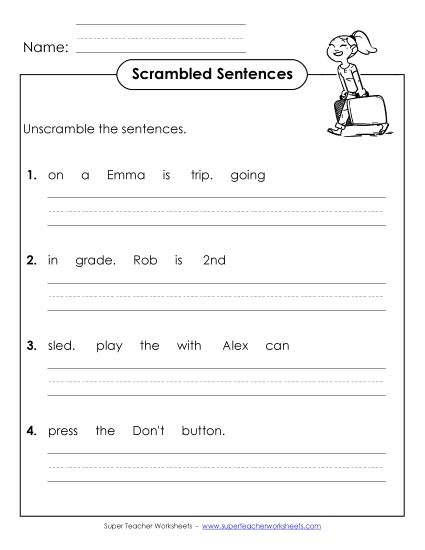Worksheets - Scrambled Sentences (A-16) Worksheets - Scrambled Sentences (A-16)