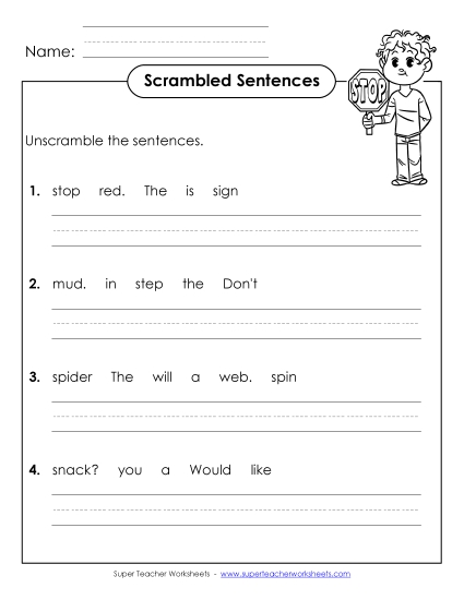 Worksheets - Scrambled Sentences (A-17)