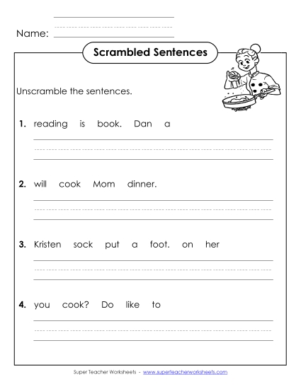 Worksheets - Scrambled Sentences (A-20) Worksheets - Scrambled Sentences (A-20)