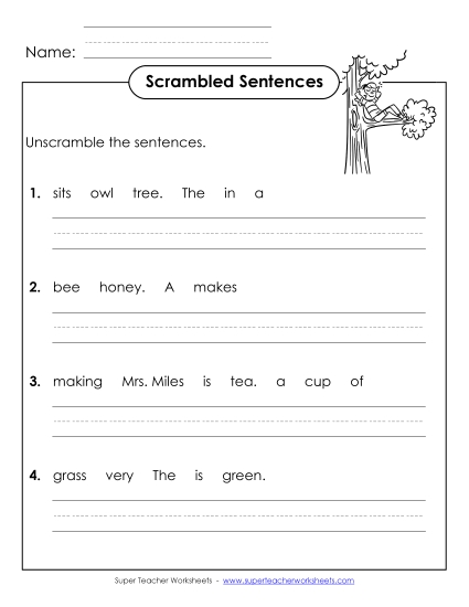 Worksheets - Scrambled Sentences (A-21)
