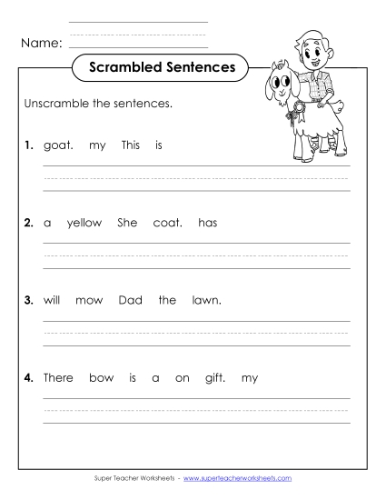 Worksheets - Scrambled Sentences (A-22) Worksheets - Scrambled Sentences (A-22)