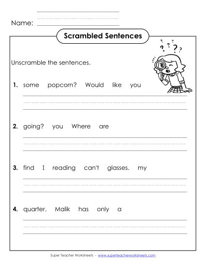 Worksheets - Scrambled Sentences (A-24)