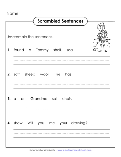 Worksheets - Scrambled Sentences (A-25)