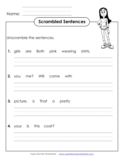 Worksheets - Scrambled Sentences (A-26)