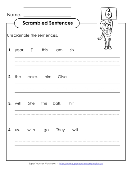 Worksheets - Scrambled Sentences (A-3)