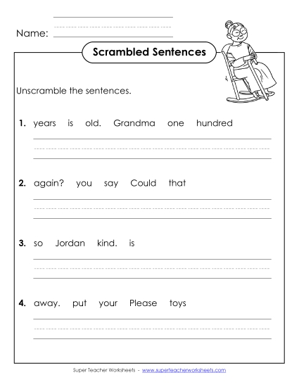 Worksheets - Scrambled Sentences (A-30)