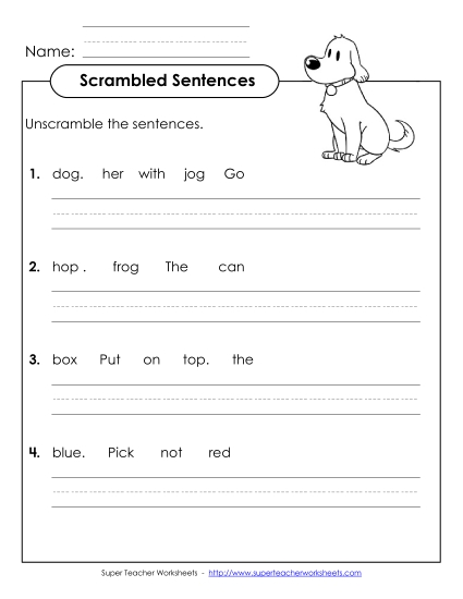 Worksheets - Scrambled Sentences (A-4)