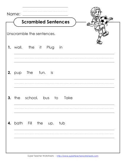 Worksheets - Scrambled Sentences (A-5)