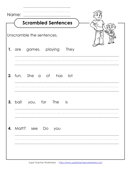Worksheets - Scrambled Sentences (A-6)