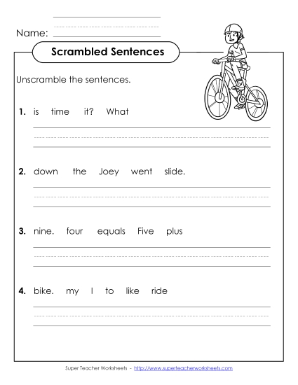 Worksheets - Scrambled Sentences (A-8) Worksheets - Scrambled Sentences (A-8)