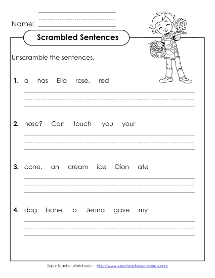 Worksheets - Scrambled Sentences (A-9)