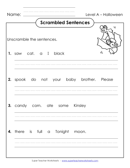 Worksheets and Activities - Scrambled Sentences (A-Halloween) Worksheets and Activities - Scrambled Sentences (A-Halloween)