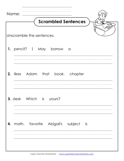 Worksheets and Activities - Scrambled Sentences (A-School Words) Worksheets and Activities - Scrambled Sentences (A-School Words)