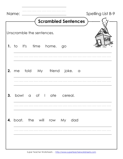 Worksheets - Scrambled Sentences (B-9) Worksheets - Scrambled Sentences (B-9)