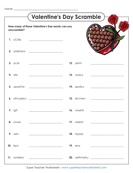 Valentine's Day Puzzles - Scrambled Valentine Puzzle Valentine's Day Puzzles - Scrambled Valentine Puzzle