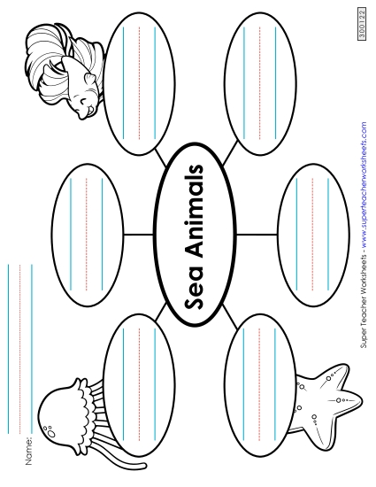 Worksheets & Activities - Sea Animals Word Web