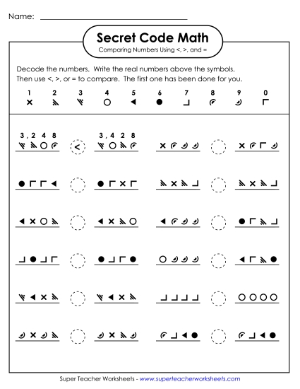 Comparing Numbers - Secret Code Math: Comparing 4-Digit Numbers Comparing Numbers - Secret Code Math: Comparing 4-Digit Numbers
