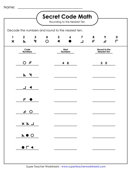Nearest Ten (2 and 3-Digit Numbers) - Secret Code Math: Rounding to the Nearest Ten Nearest Ten (2 and 3-Digit Numbers) - Secret Code Math: Rounding to the Nearest Ten