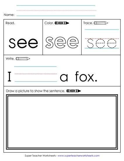 Individual Sight Words - See (Sight Word) Worksheet 3 Individual Sight Words - See (Sight Word) Worksheet 3