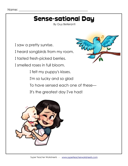 Reading Comprehension - Sense-sational Day (Poem) 