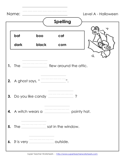 Worksheets and Activities - Sentence Completion (A-Halloween) 