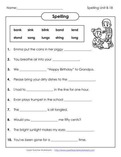 Worksheets - Sentence Completion (B-18)