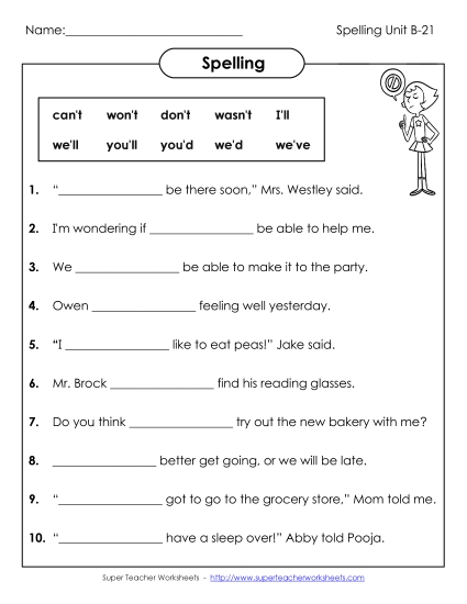 Worksheets - Sentence Completion (B-21)