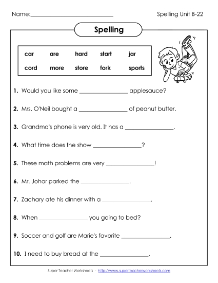 Worksheets - Sentence Completion (B-22)