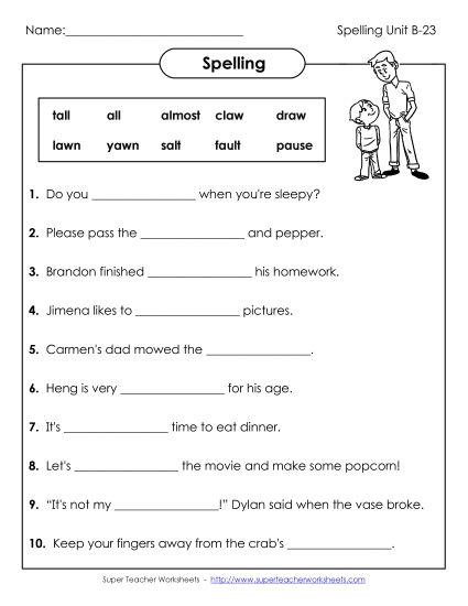 Worksheets - Sentence Completion (B-23)