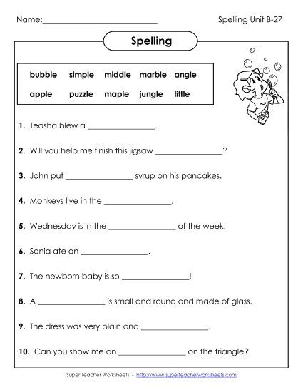 Worksheets - Sentence Completion (B-27)