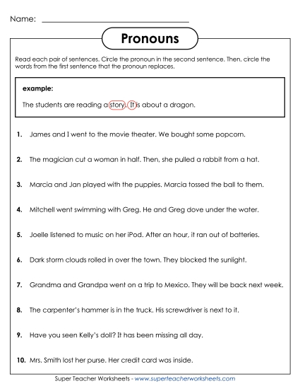Basic Pronouns - Sentence Pair Pronouns