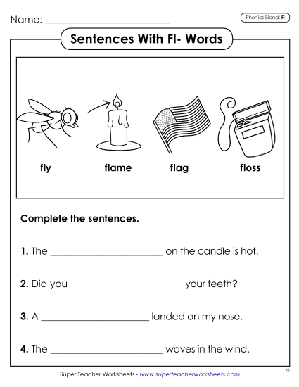 Worksheets - Sentences with FL Words Worksheets - Sentences with FL Words