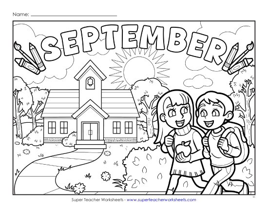 Month Coloring Pages - September (Advanced) (Printable PDF Worksheet)