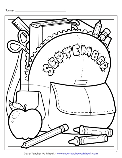 Month Coloring Pages - September (Basic) (Printable PDF Worksheet)