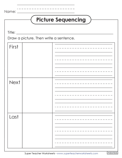 Graphic Organizers - Sequencing Boxes with Drawing First, Next, and Last